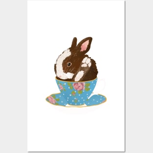 Baby bunny in a teacup Posters and Art